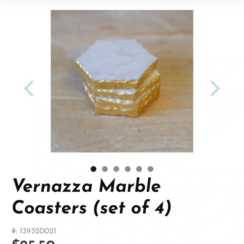 Vernazza Marble Coasters (Set of 4) - White and Gold